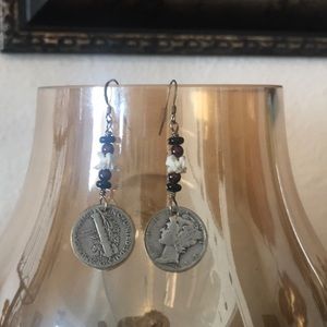 Handmade sterling silver earrings liberty dimes